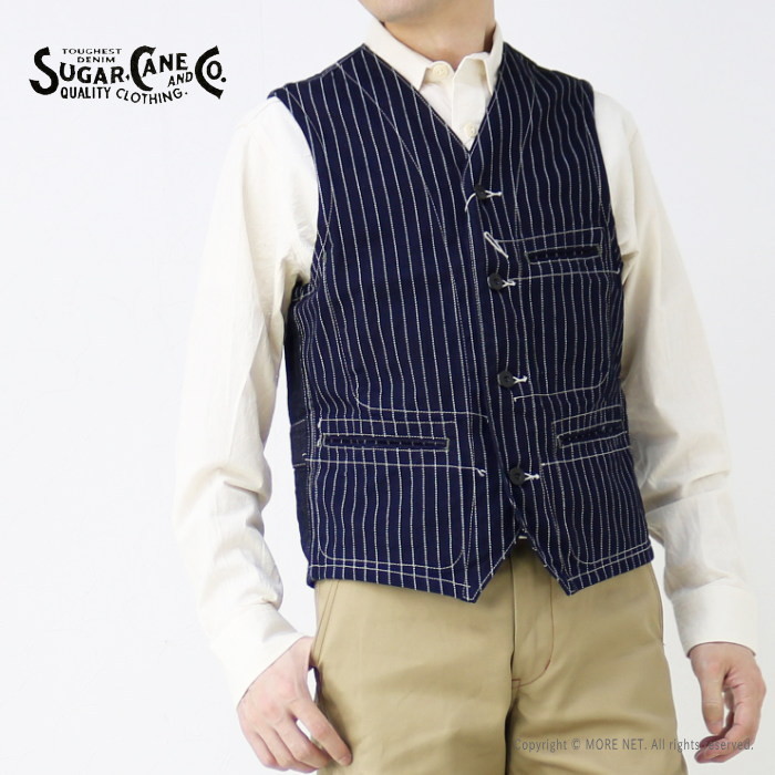 SUGAR CANE シュガーケーン 9ozウォバッシュストライプ ワークベスト