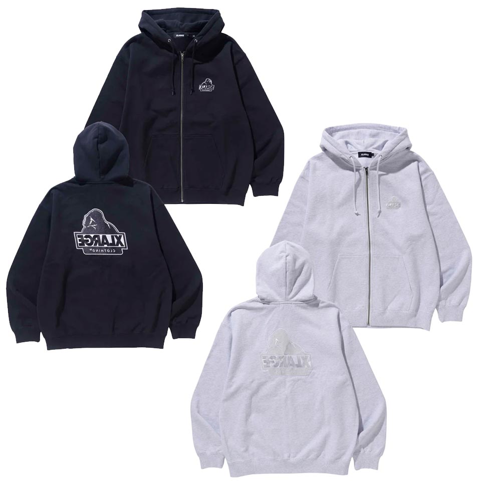 XLARGE（エクストラ ラージ） 全2色 ジップパーカー BACKSIDE SLANTED