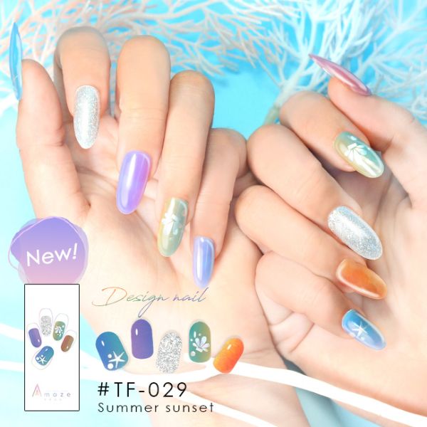 AMAZE 【☆雑誌掲載☆ 】ジェルネイルシール AMAZE LILACIL 28枚 貼る
