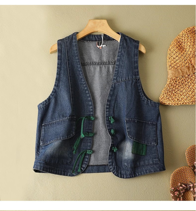 デニムベスト レディース トップス 春夏 ジレ 重ね着コーデに 色落ち