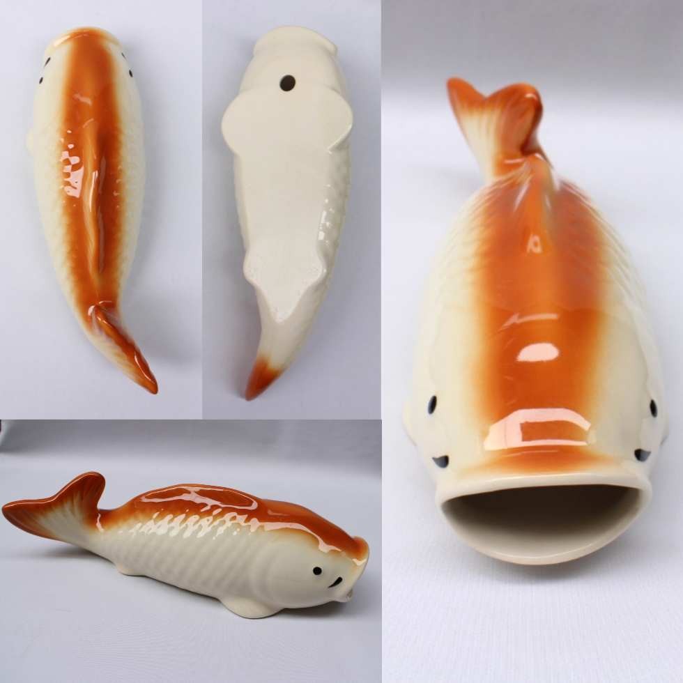 鯉の掛け花 赤 陶器製 鯉 花瓶 壁掛け式 神具 : 二宮仏壇 - 通販