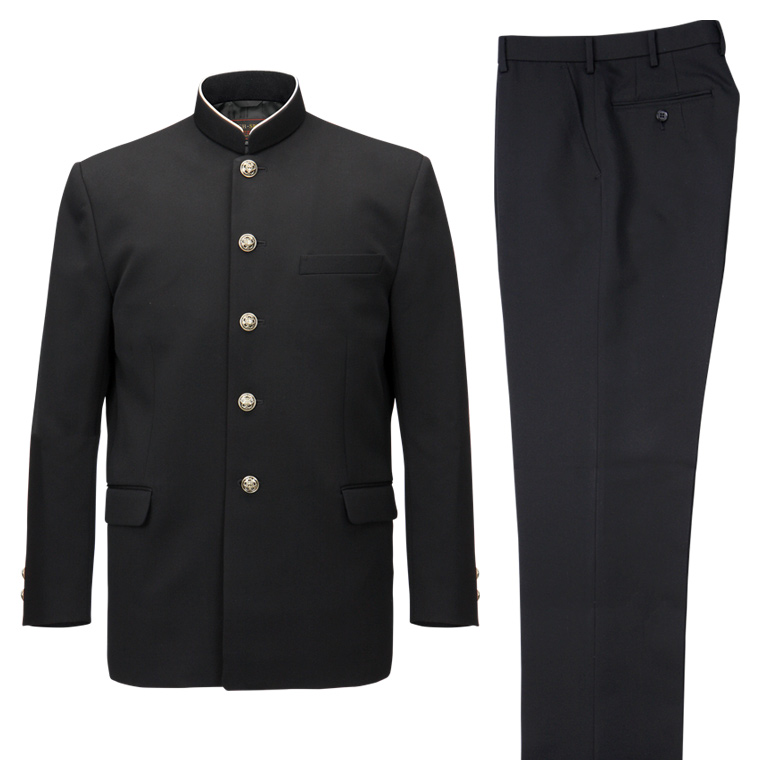 学生服 上下セット ポリエステル100%/ラウンド襟 黒 145A-190A/155B