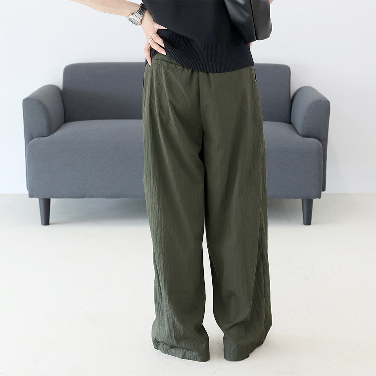 Aletta vita ボトムス パンツ トラウザーパンツ シワ加工 レーヨン