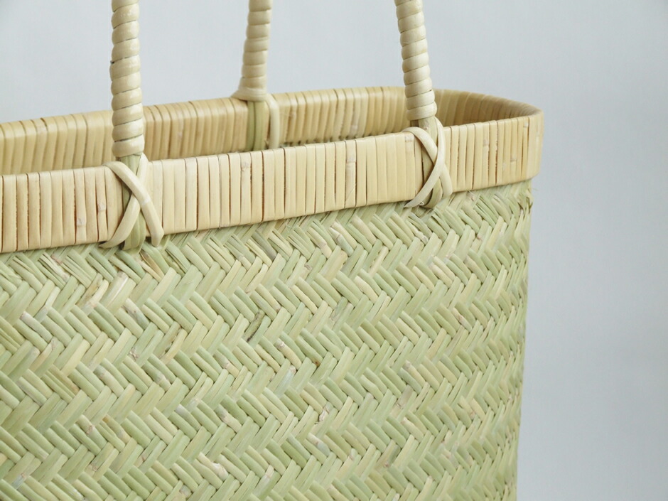 岩手県鳥越地区の竹細工 スズ竹(篠竹) 手提げかご 細口 : おまめ