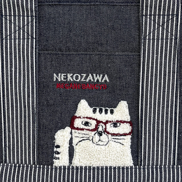 トートバッグ レディース S 小さめ 仕切り デニム調 ネコ柄 布 軽量