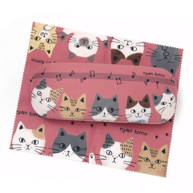 メガネケース 猫 クロス付き ハードケース めがねケース 眼鏡ケース