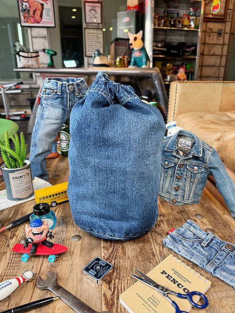 アライヤン デニム 巾着 （Lサイズ） 岡山産デニム MADE IN JAPAN