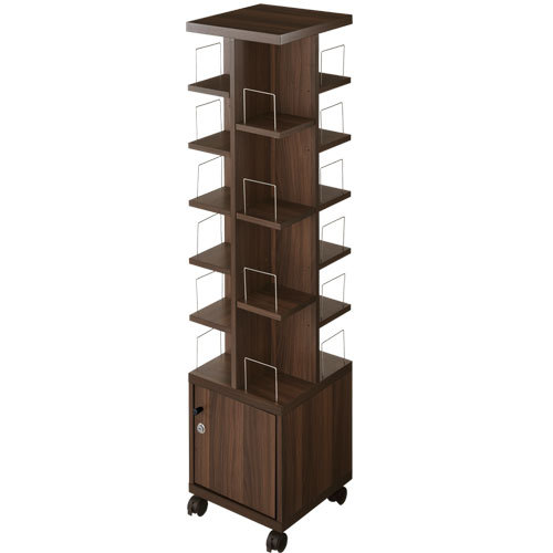 ぼん家具 本棚 回転式本棚 キャスター付き オープンラック 木製 CD