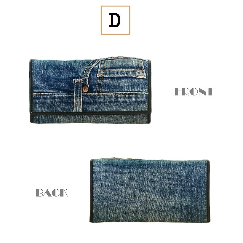 デニム 長財布 ロングウォレット B 財布 リメイク ジーンズ 一点物