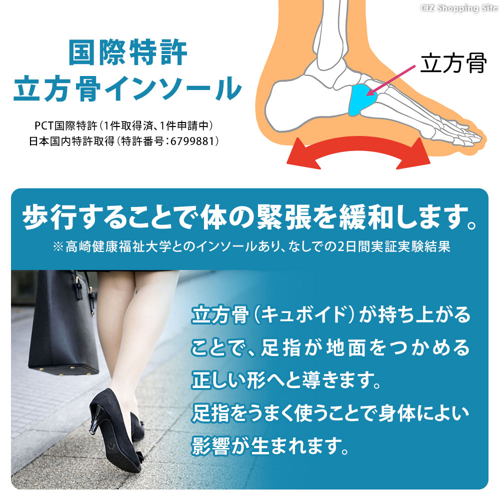 インソール 中敷き 姿勢矯正 アーチサポート BMZ 立方骨インソール XS