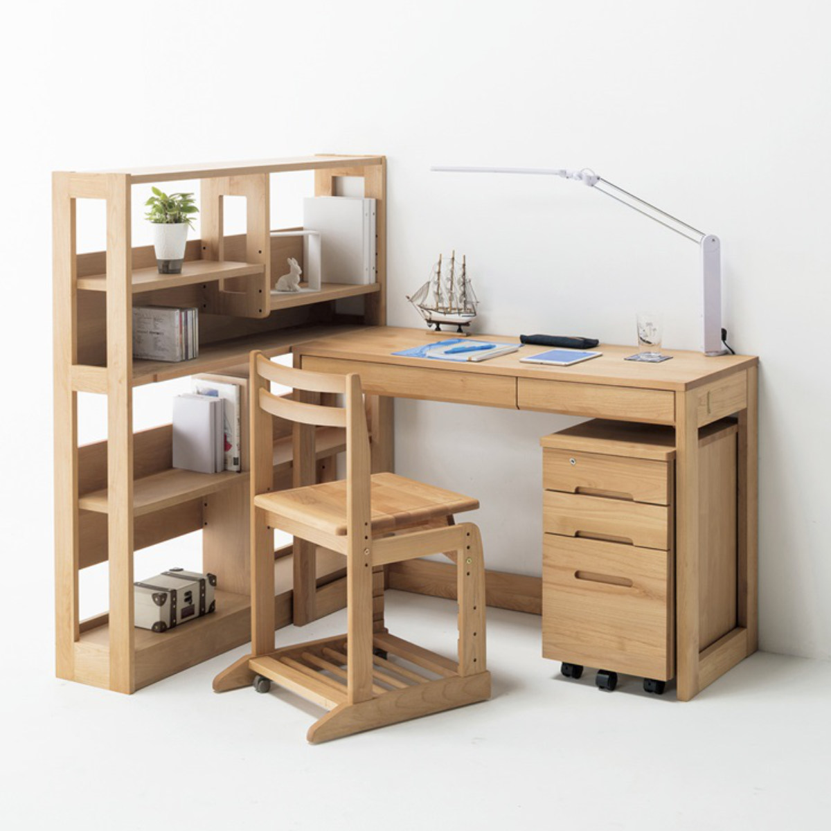 堀田木工所 学習机 シンプル 幅90cm 奥行45cm 引出し付 カルロ