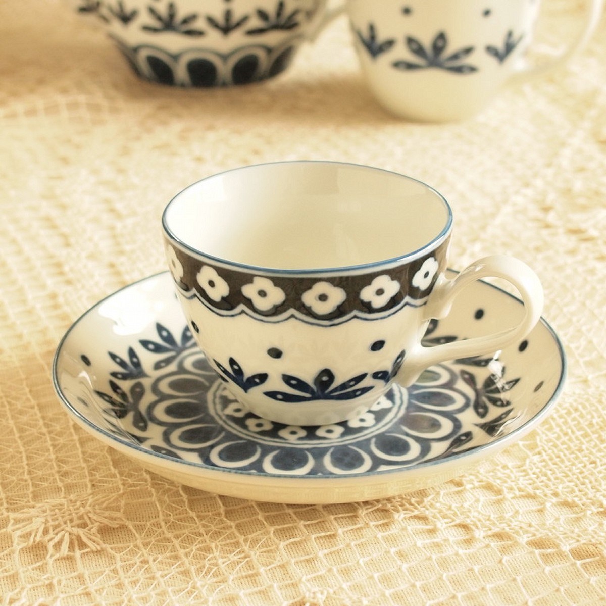 カップ＆ソーサー コーヒー碗皿 おしゃれ 北欧雑貨 リーフドット