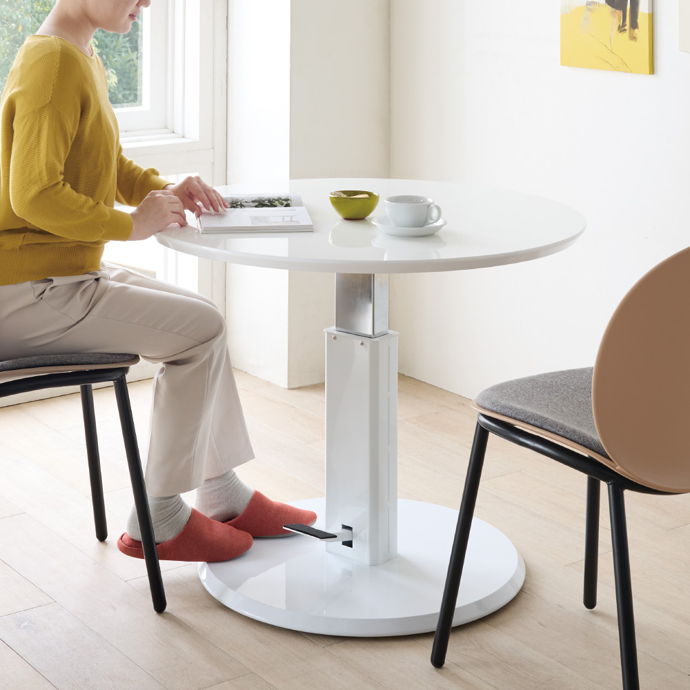 dinos（ディノス） 高さ自由自在 カフェスタイルダイニング 丸形昇降