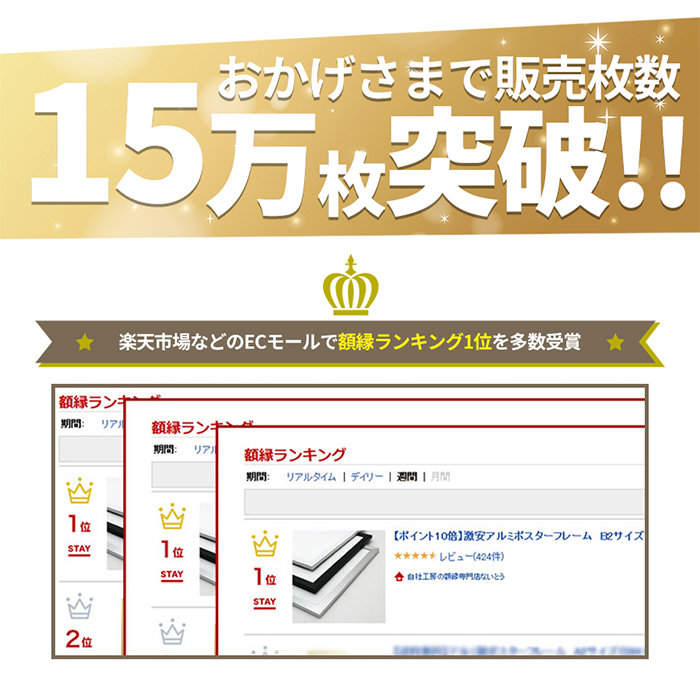 10枚セット アルミポスターフレーム B2（728×515mm） 前面UVカットPET