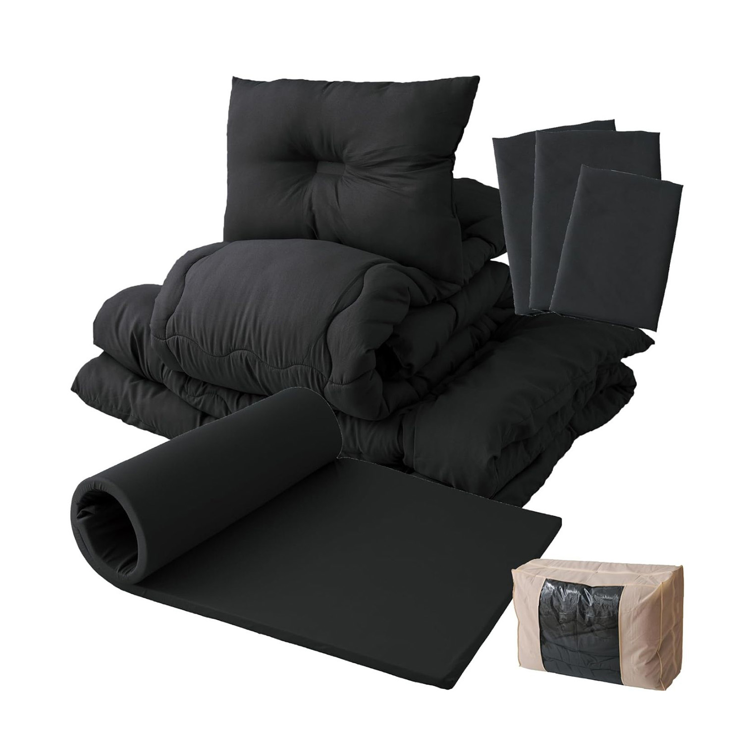 布団セット セミシングルショート 8点 マットレス 敷布団 掛布団 枕