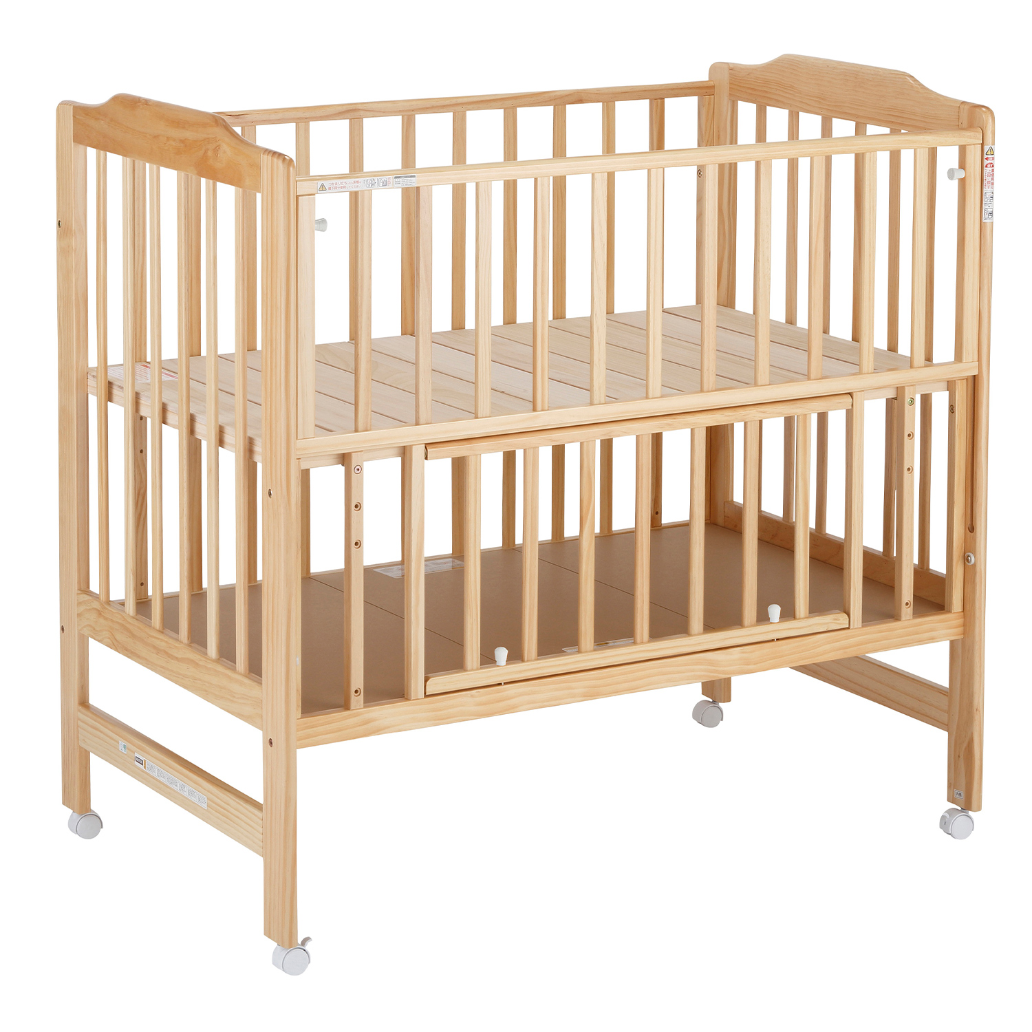 カトージ（KATOJI） ハイシート ベビーベッド 70×120cm 木製 スライド