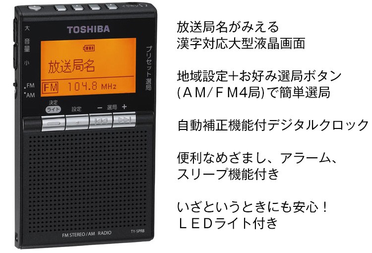TOSHIBA（東芝） スピーカー付きポケットラジオ TY-SPR8 : は