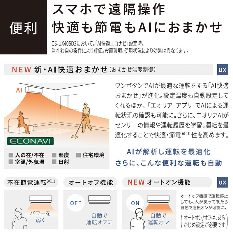 エオリア エアコン 主に20畳 パナソニック 2025年モデル UXシリーズ