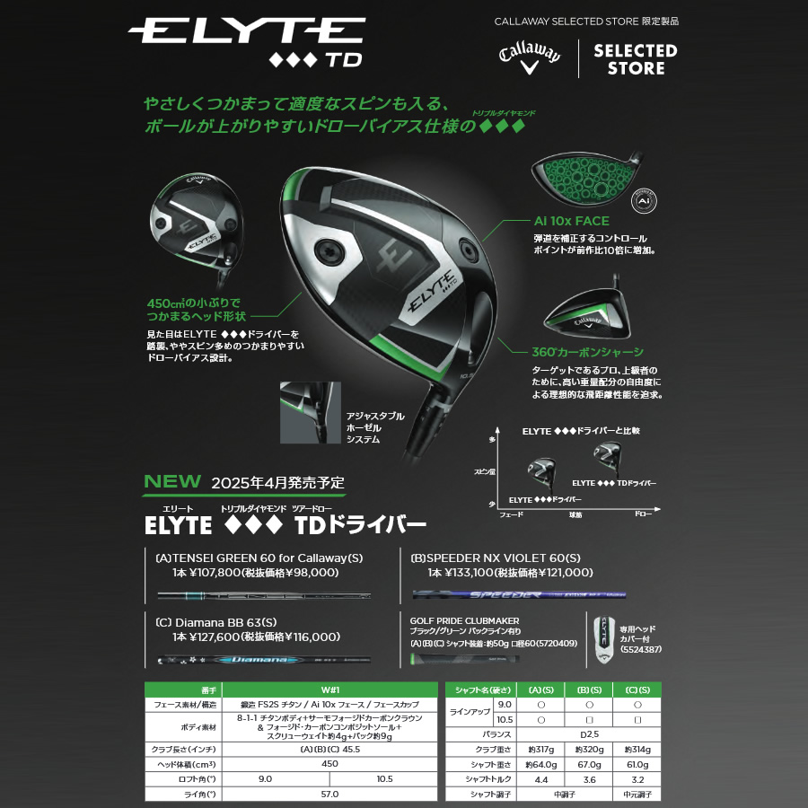 Callaway（キャロウェイ） 日本仕様 セレクトストア限定 ELYTE