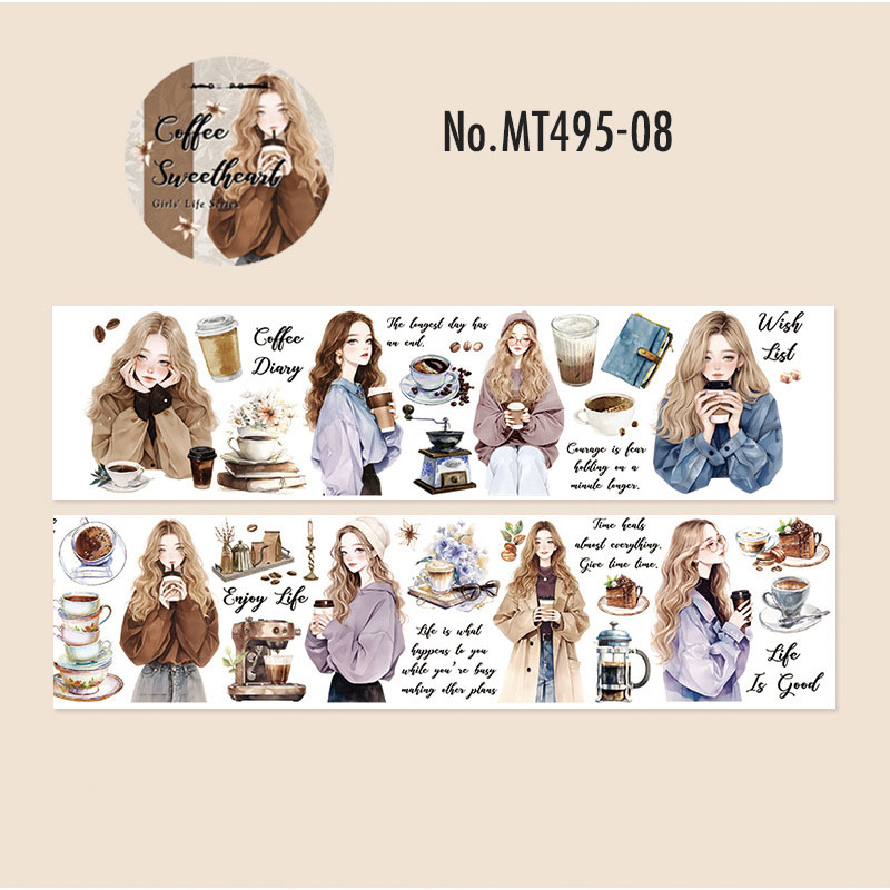 コラージュ 素材 マスキングテープ マステ 人物 女性 女の子 コーヒー