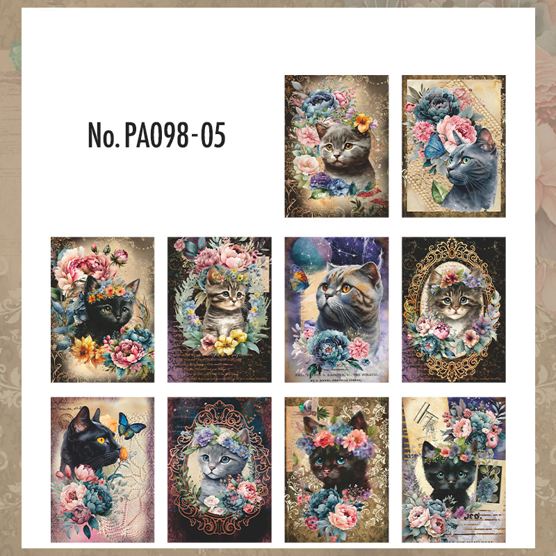 コラージュ 素材 デザイン ペーパー 猫 ネコ ジャンクジャーナル