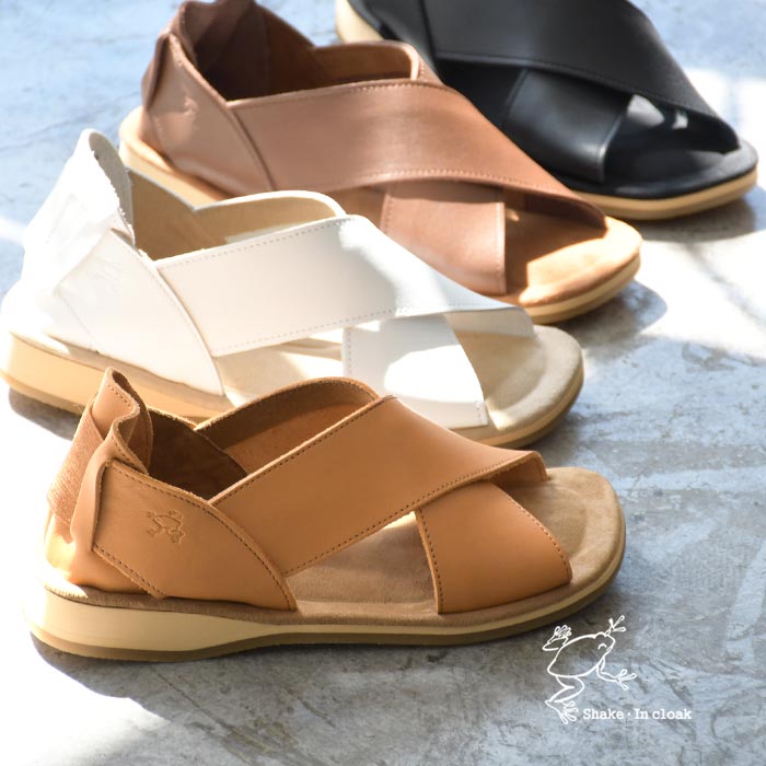 最大20％OFFクーポンあり サンダル レディース 本革 日本製 クロス