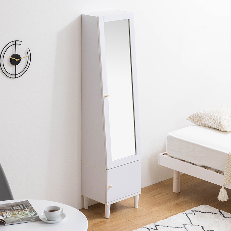 MINT ドレッサー 姿見 収納 ミラー 全身 鏡台 ラック 北欧風 収納棚 扉