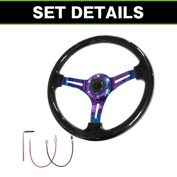 MOMO形状対応 ステアリング 黒×ネオクローム 35Φ 350mm ハンドル