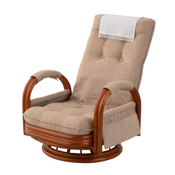 EMOOR（エムール） 回転高座椅子 ラタン 籐 完成品 座面高27.5 サイド