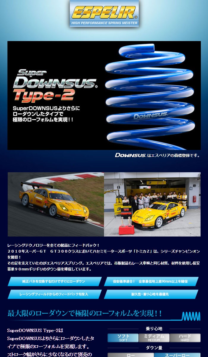 ESPELIR（エスペリア） スーパーダウンサス タイプ2 リアのみ