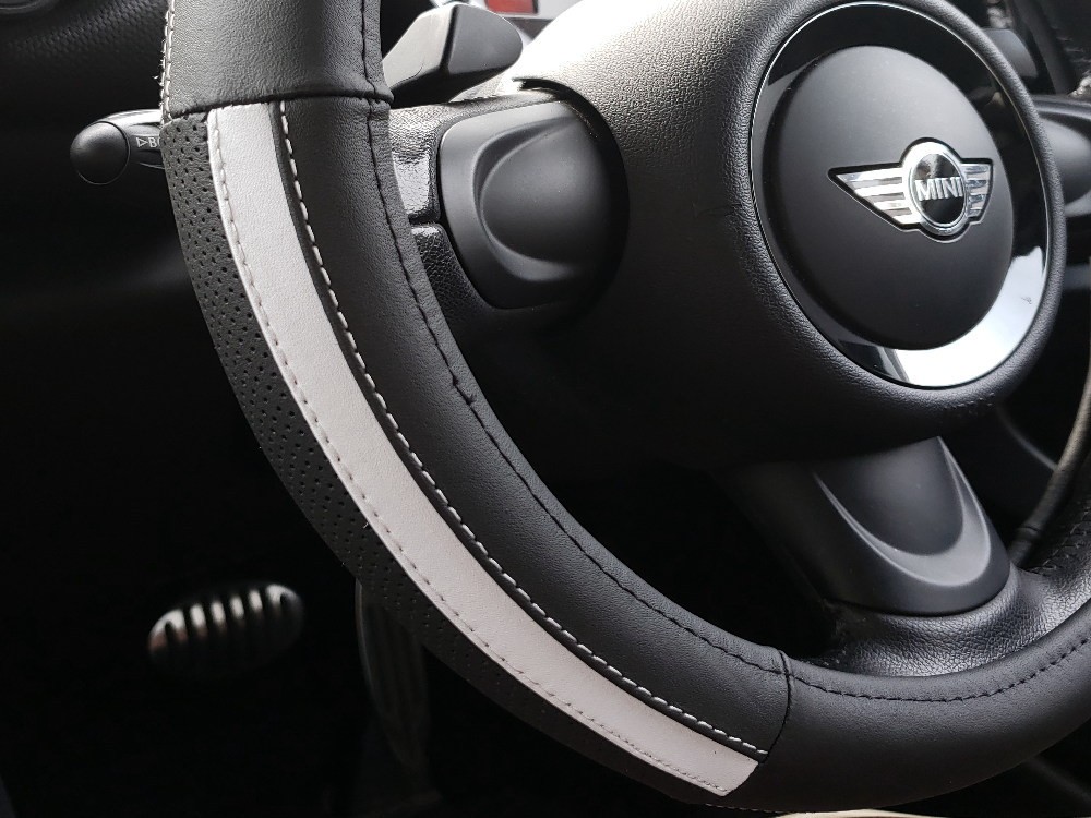 AUTOMAX izumi ハンドルカバー ホワイトライン リアルレザー 本革 牛革