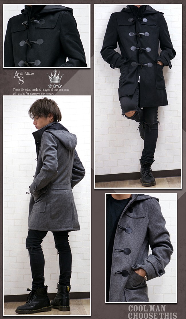 ダッフルコート メンズ ロングコート 3カラー コート ブラック 黒