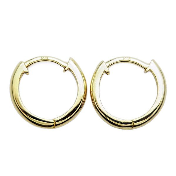 フープピアス 両耳用 ペア 中折れ式 直径11mm 18金 K18 イエロー