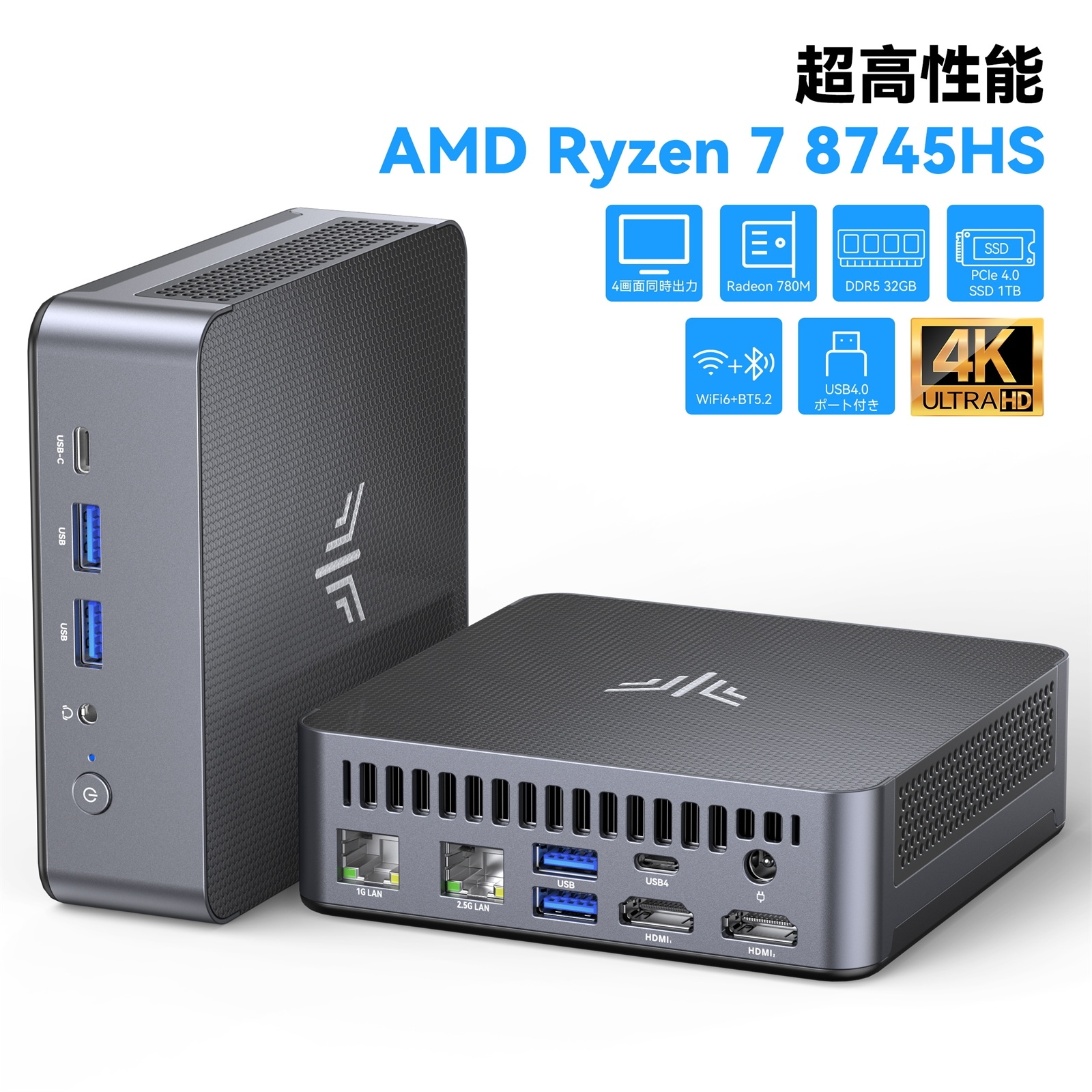 NiPoGi ミニpc Ryzen 7 8745HS mini pc 32GB DDR5-5600 1TB M.2 NVME