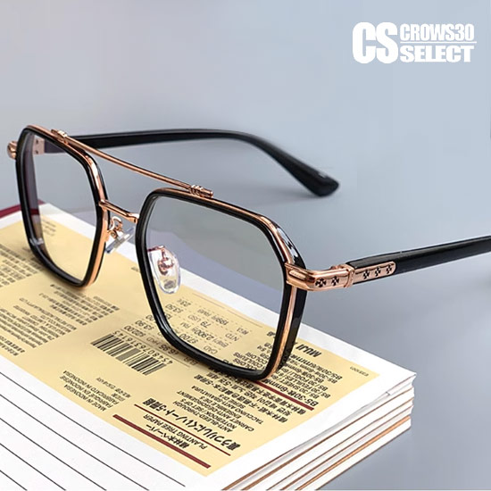 伊達メガネ オラオラ系 眼鏡 メンズ ヘキサゴン 六角 メガネ 十字架