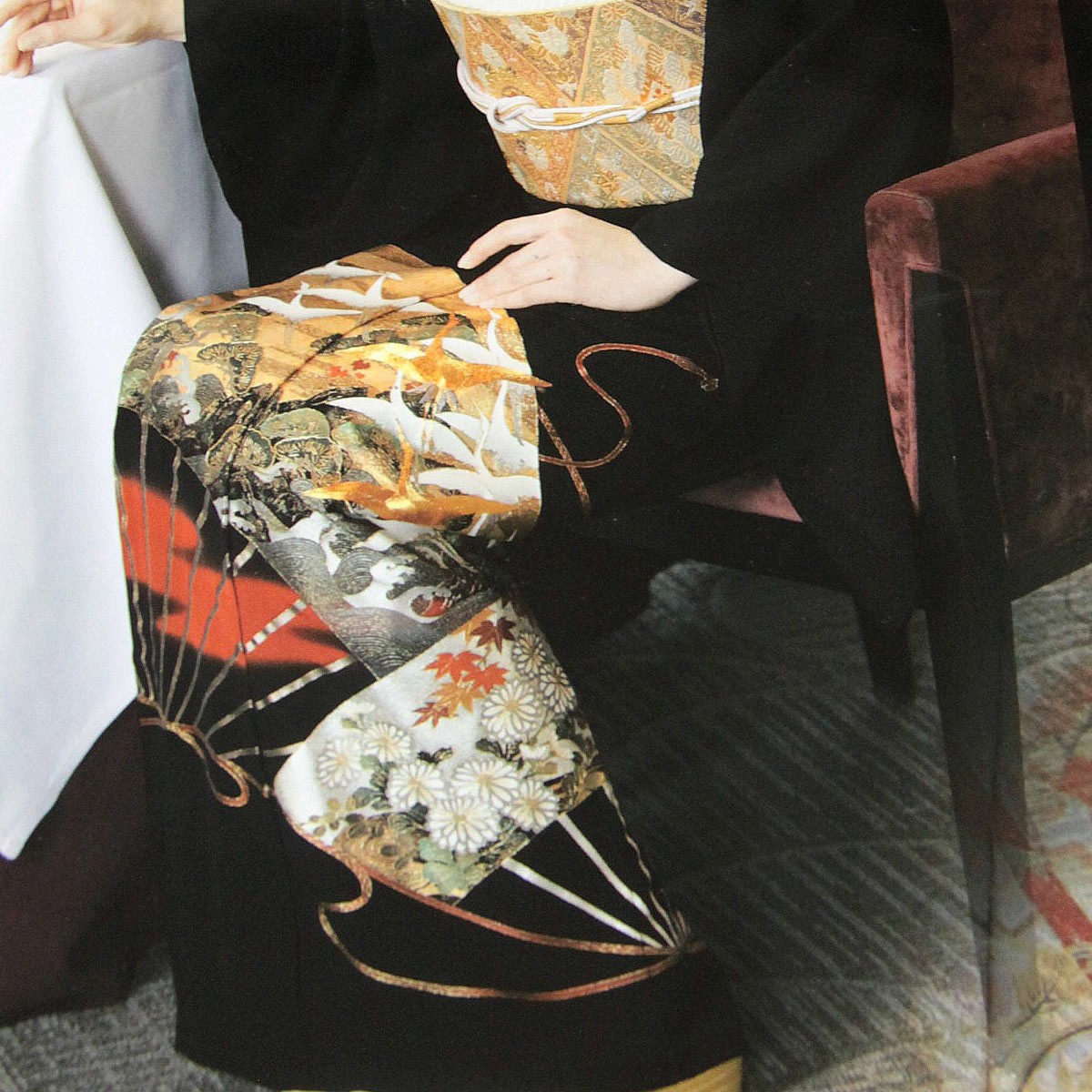 黒留袖 仮絵羽 -2- 十日町金彩友禅 光琳扇 絹100% : あおい 正直問屋