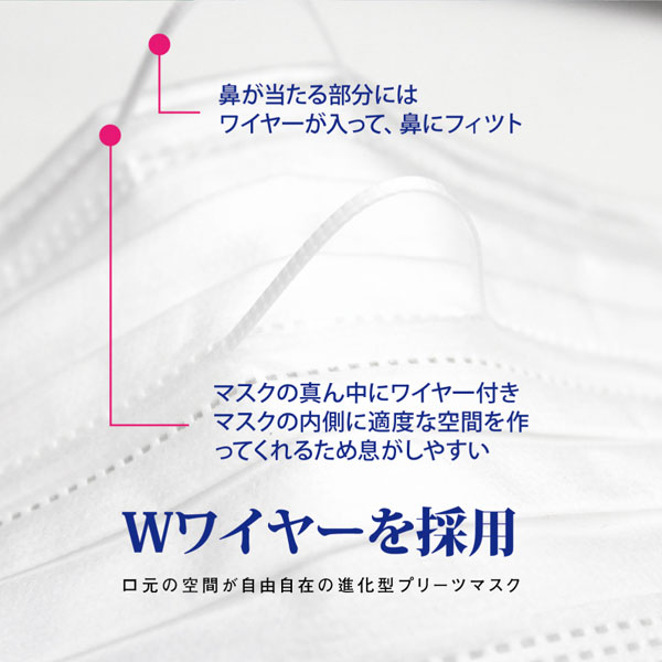 HIRO 快適ダブルワイヤー 不織布マスク ホワイト ふつうサイズ