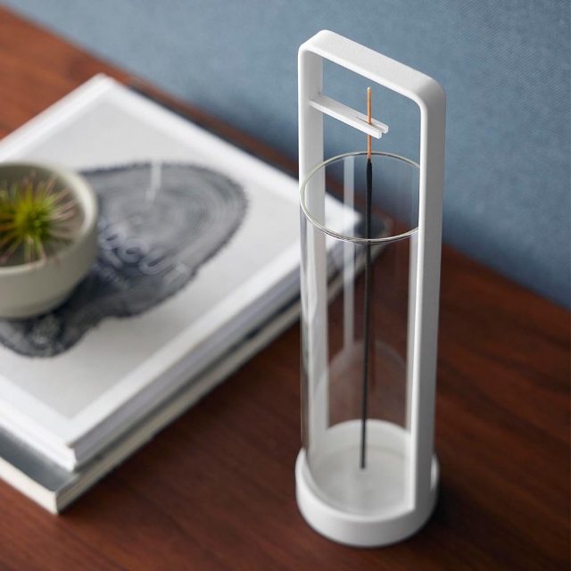 tower 山崎実業 お香スタンド タワー 灰飛び防止カバー付き