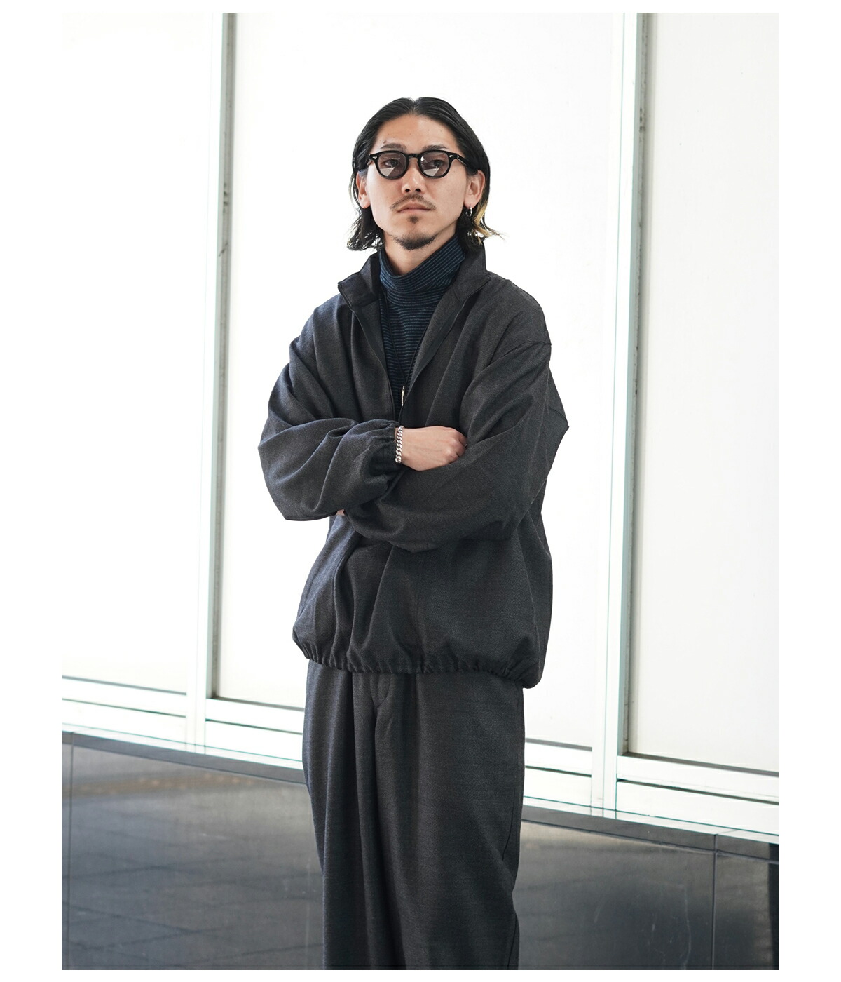 marka（マーカ） ： HALF ZIP TRACK JACKET - 2/32 WOOL SOFT FLANNEL