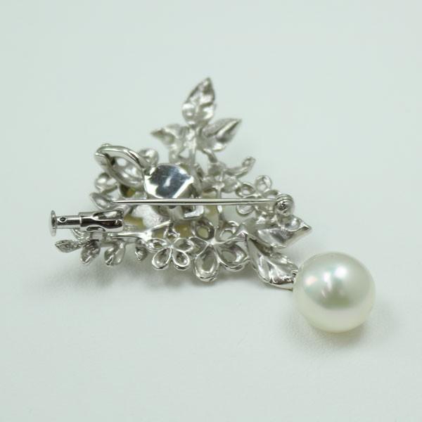 真珠 パール ブローチ 南洋白蝶真珠 パールブローチ 10mm ホワイト