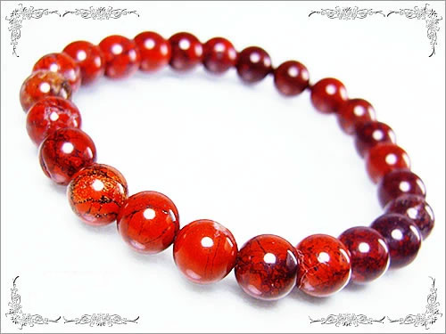 レッドジャスパー（赤碧玉）天然石ブレスレット 8mm玉 パワーストーン