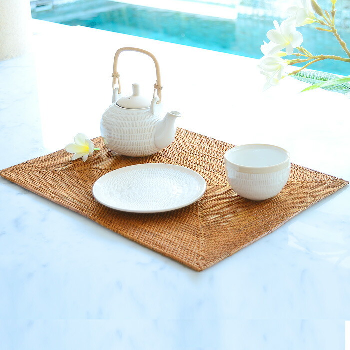 アタ製ランチョンマット バリ島産 スクエア型 2604 : アジア工房