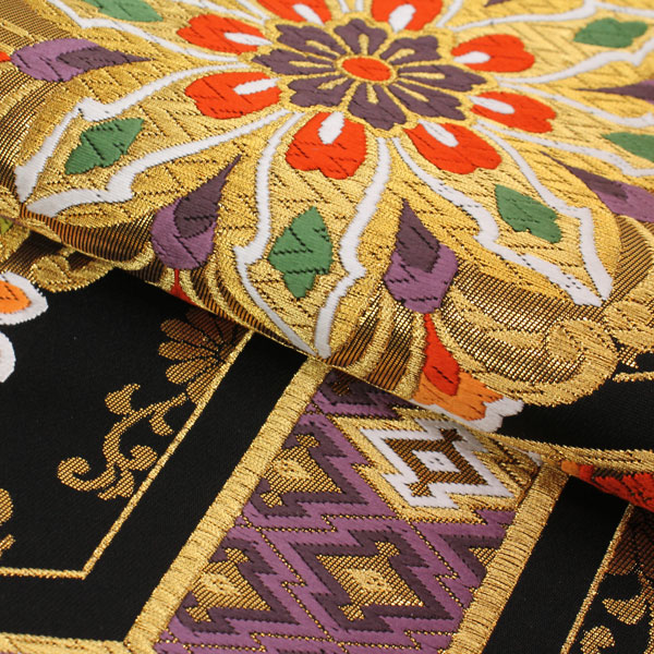 着物 帯 西陣織 ふくい織物謹製 最高級 袋帯 金箔 亀甲 宝相華 振袖用