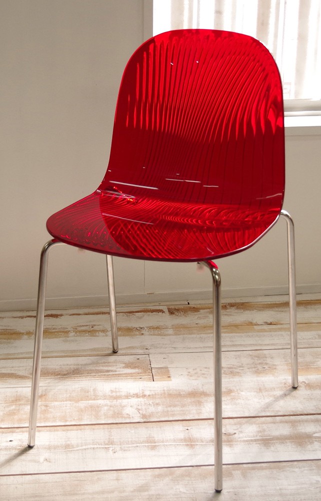 デザイナーズ ダイニングチェア イタリア製 Ocean クリアレッド 完成品