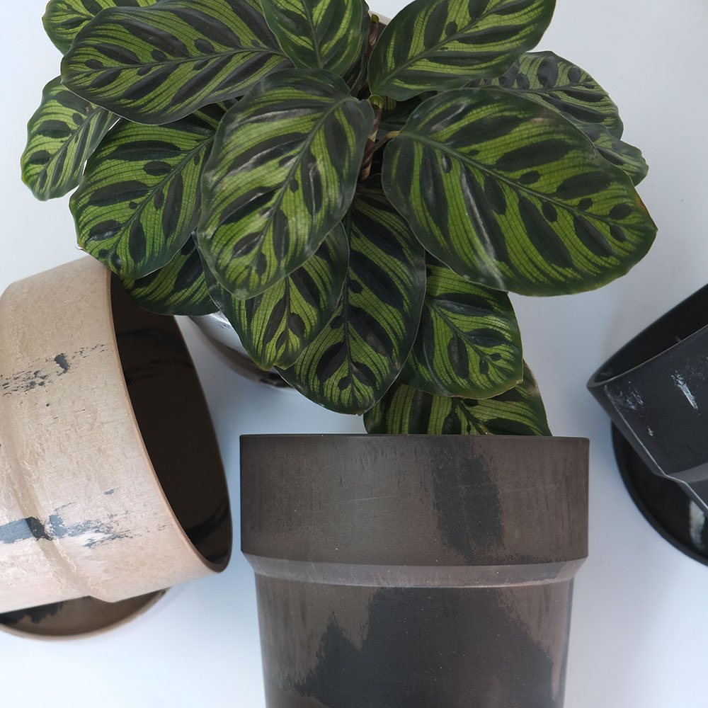 プラ鉢 マーブルカラー18受皿付 プラスチック おしゃれ カラフル