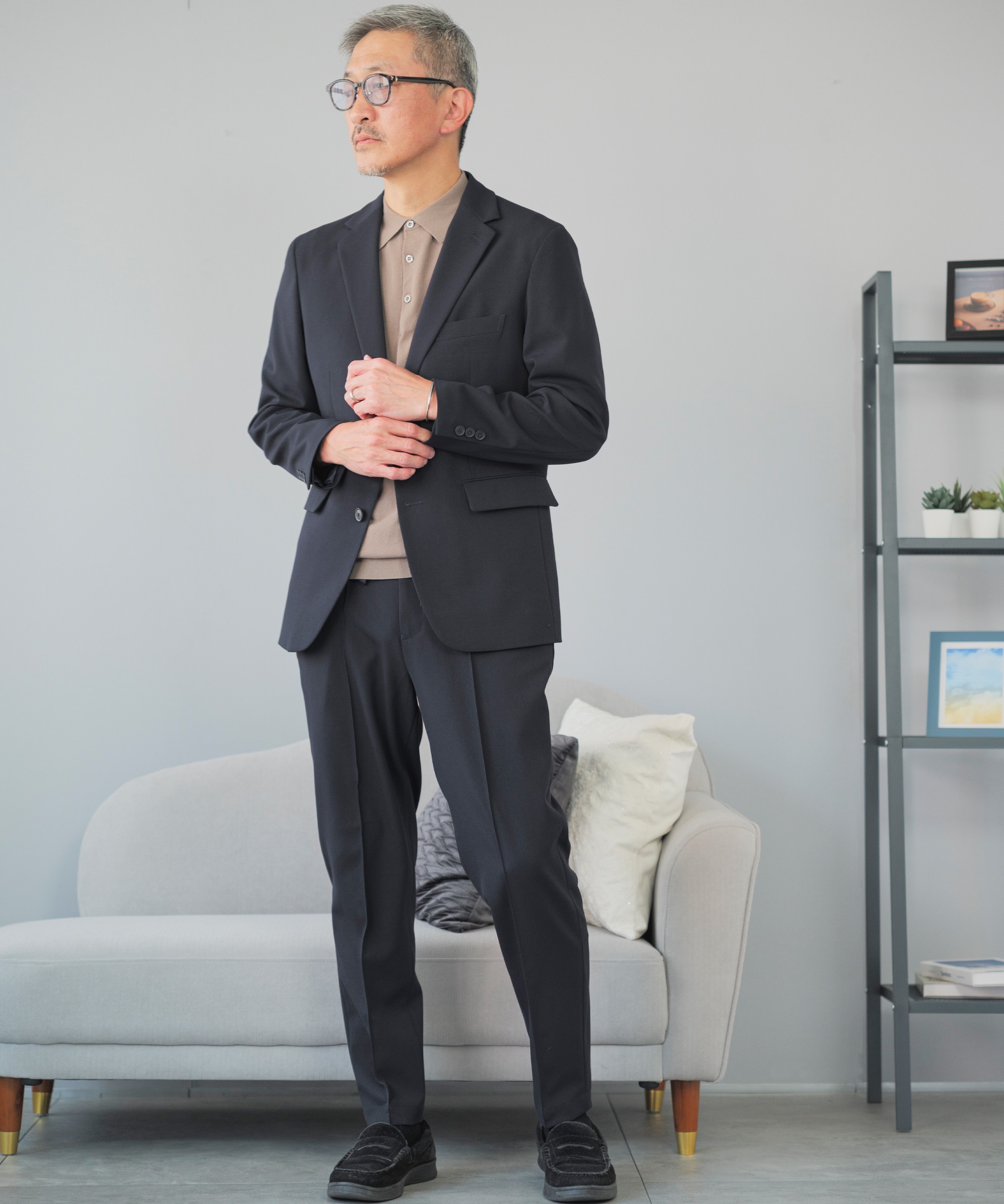 AWC セットアップ メンズ スーツ カジュアルスーツ ストレッチ