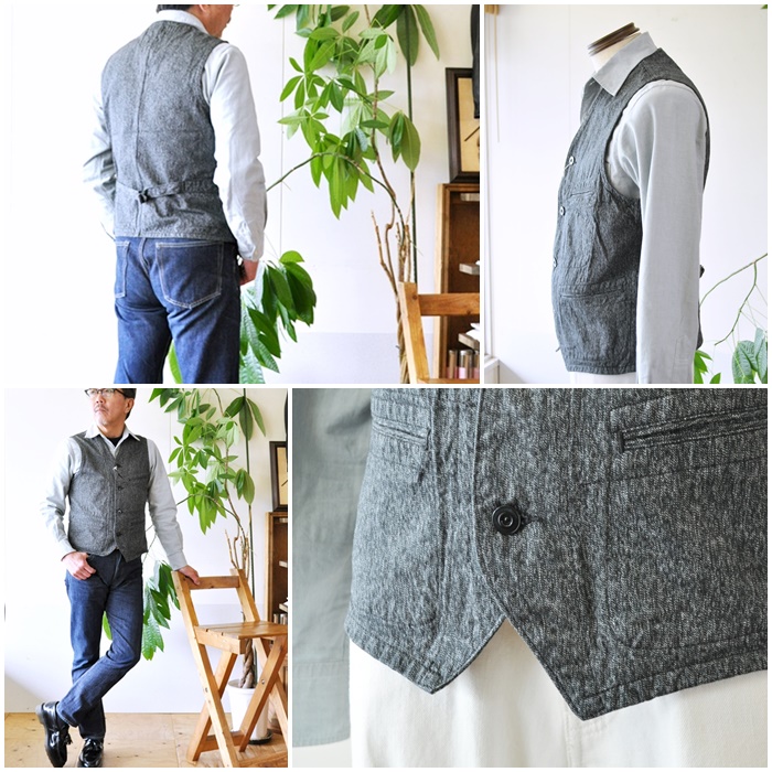 SUGAR CANE 杢ベスト ブラックコバートワークベスト シュガーケーン