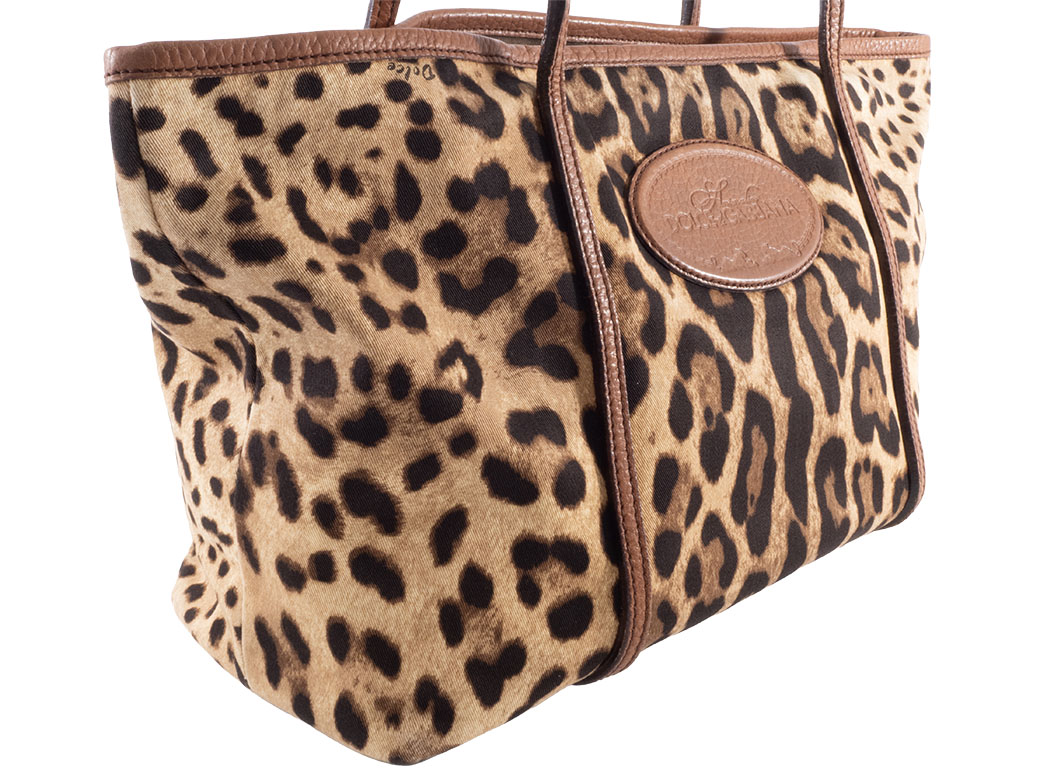 ドルチェ＆ガッバーナ レオパード トート バッグ キャンバスxレザー