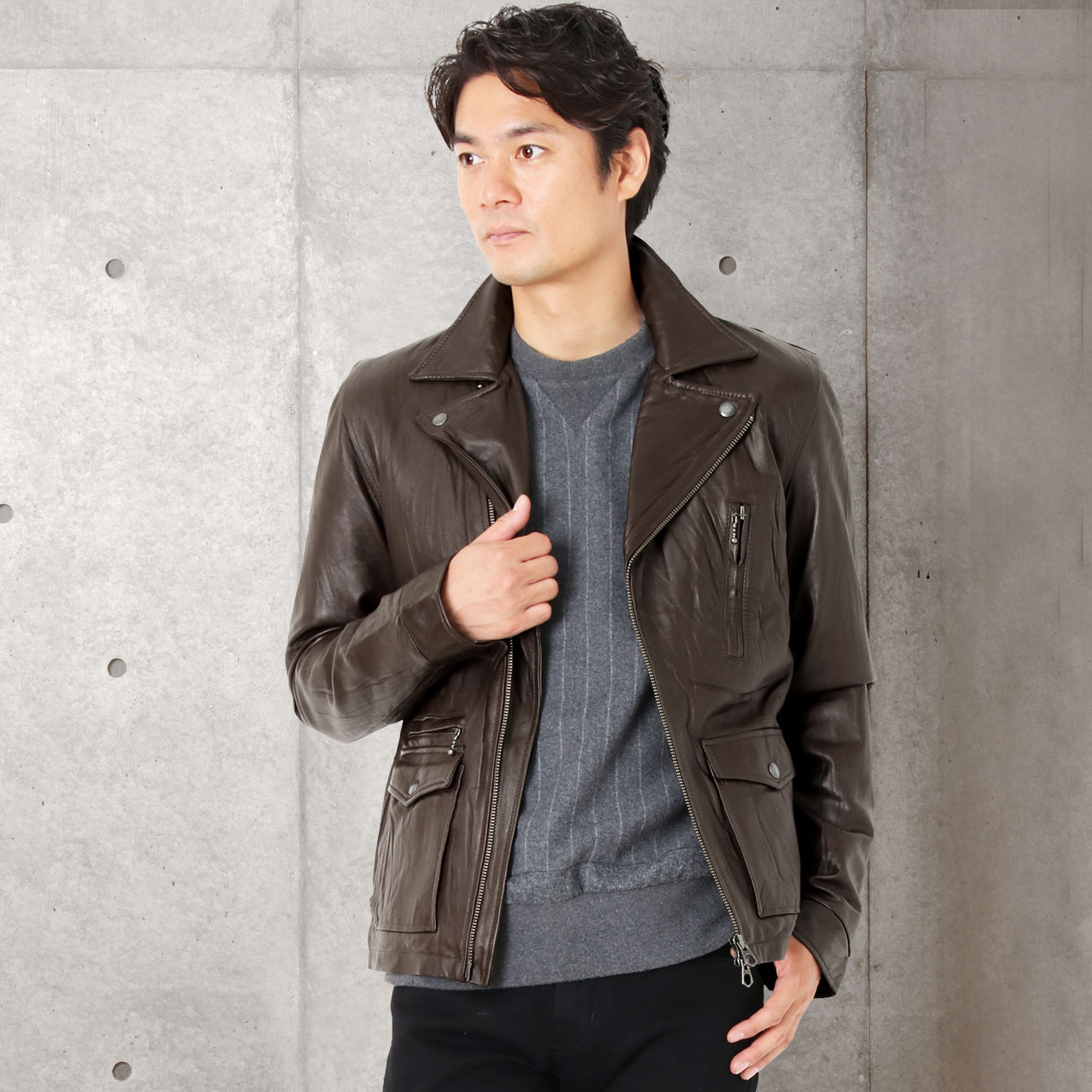 sankyo shokai（三京商会） ＜爆買＞ラムレザー ライダース ジャケット