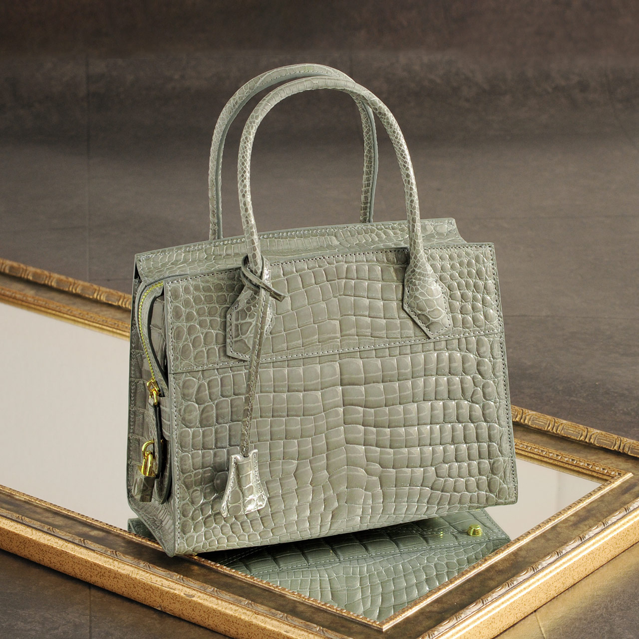 sankyo shokai（三京商会） クロコダイルハンドバッグ シャイニング